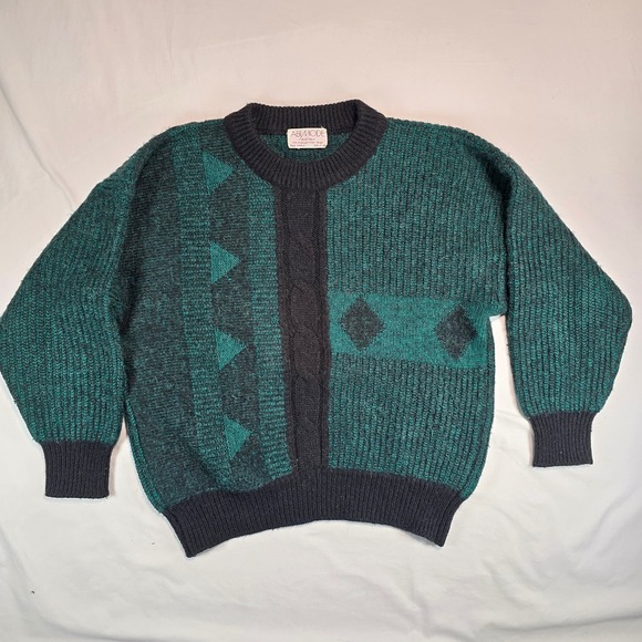 Abi Mode Boutique Other - Abi Mode Boutique Paris Vtg Wool Alpaca Blend Sweater Green Geometric Italy M